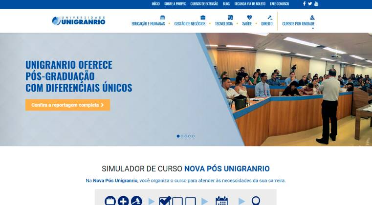 Projeto de Desenvolvimento de Website para Pós-Graduação na Unigranrio
