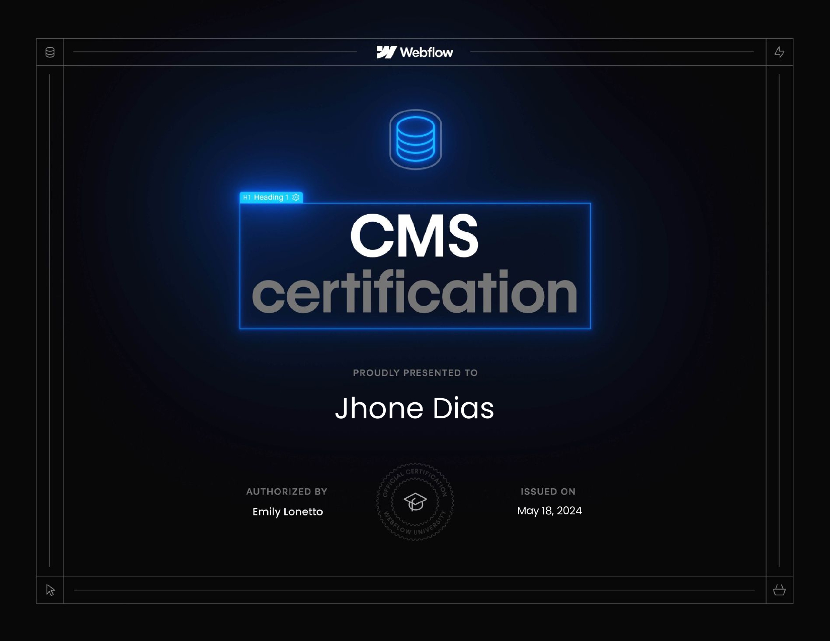 certificado webflow cms