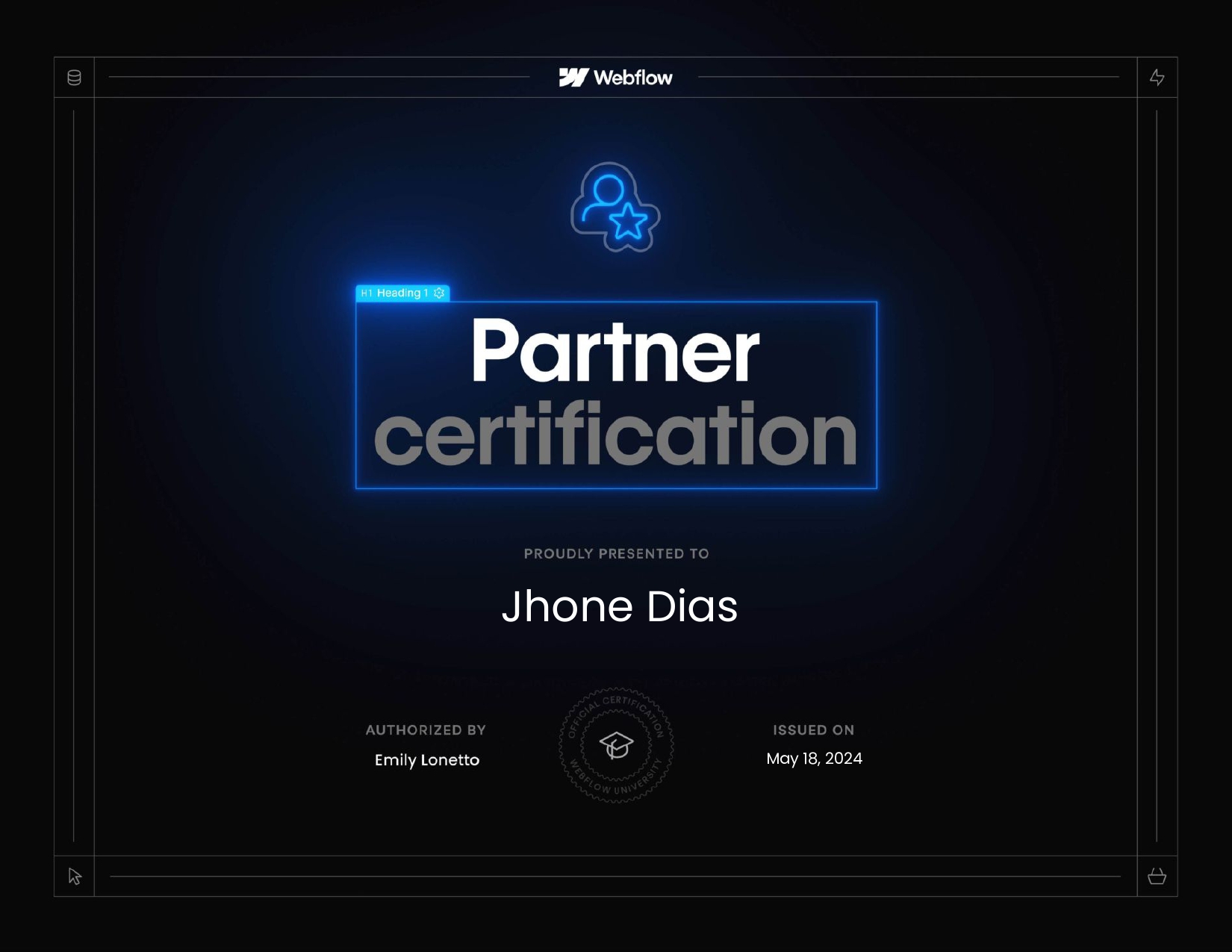 certificado webflow partner